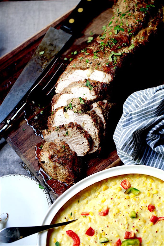 During the winter months or for Sunday brunch, I love serving this easy pork loin along with the creamed corn and a side salad.