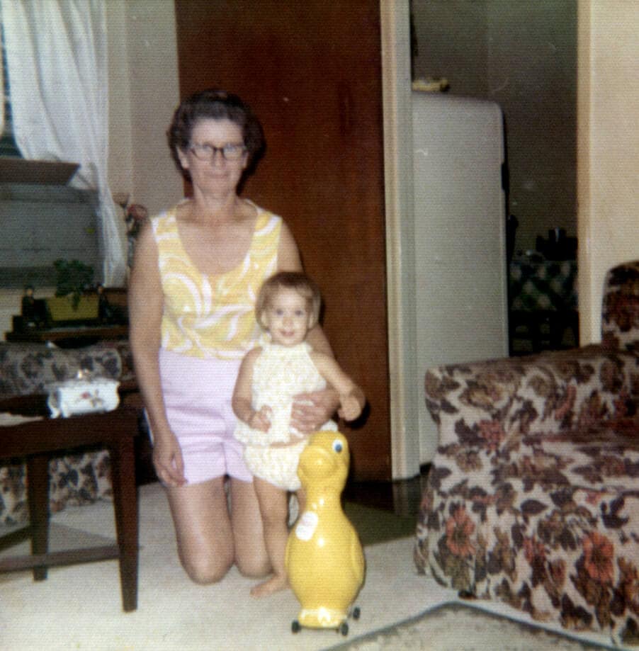 Stacy as a child with her grandmother