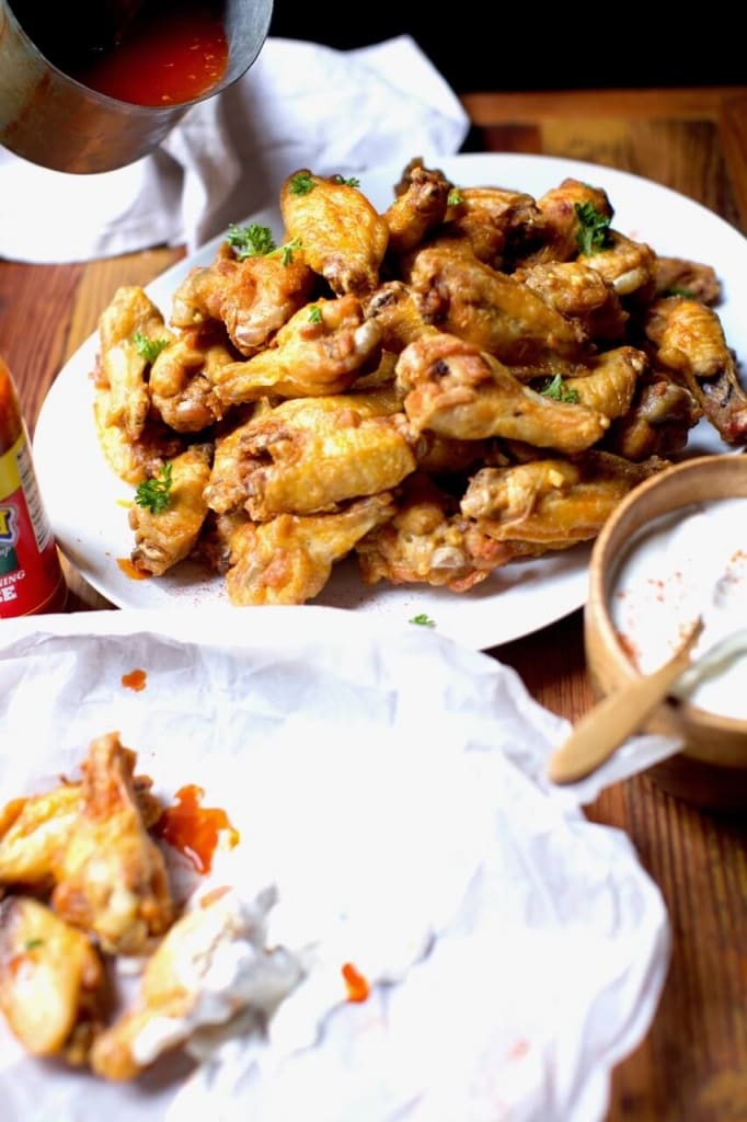 Spicy chicken wings with blue cheese dressing