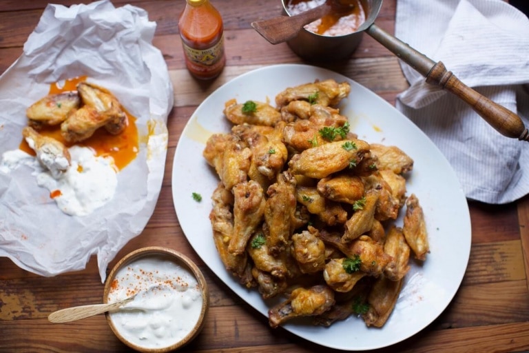 Spicy Chicken Wings with Blue Cheese Dressing