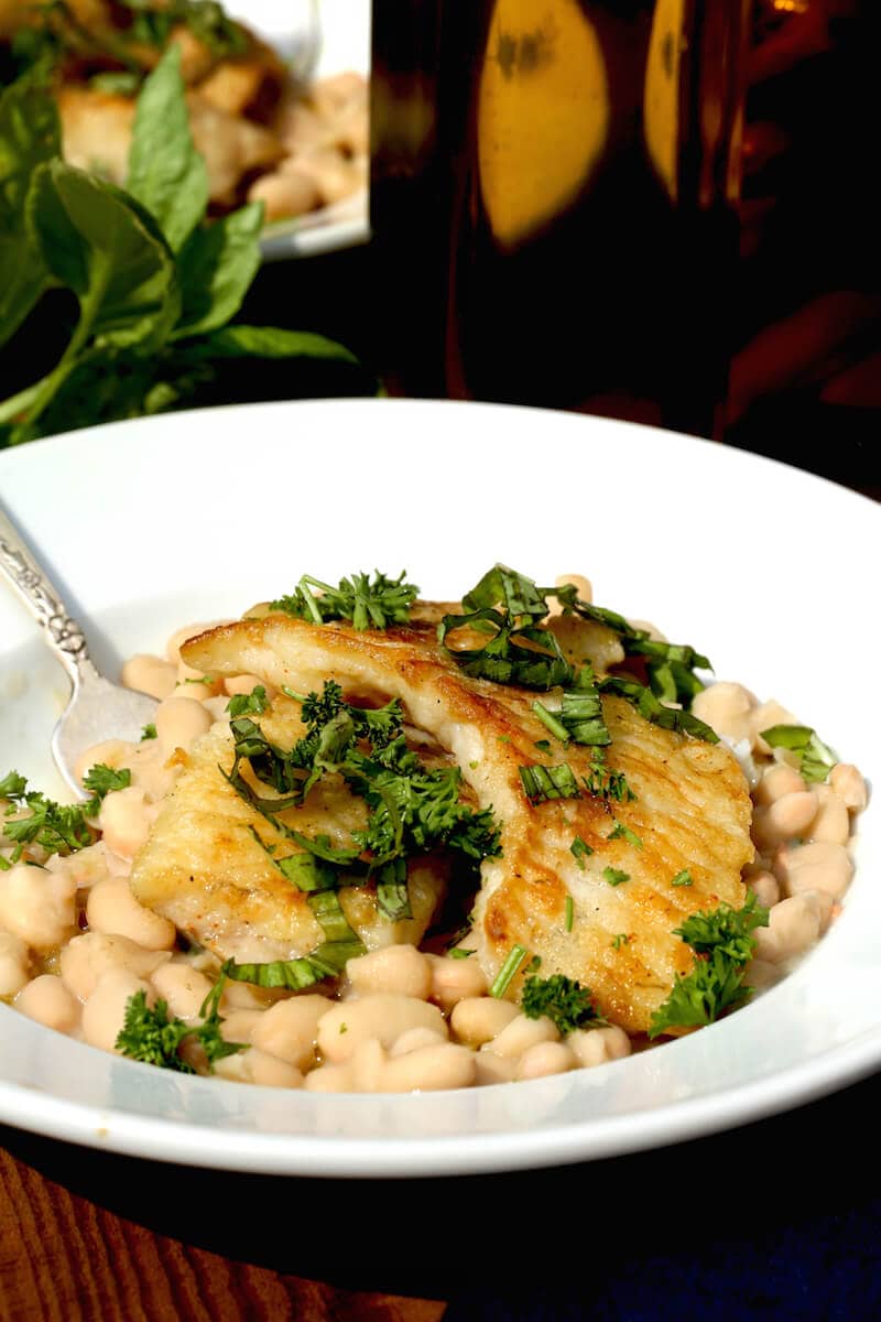 Crappie fish with White Beans and Basil, recipe by Stacy Lyn Harris