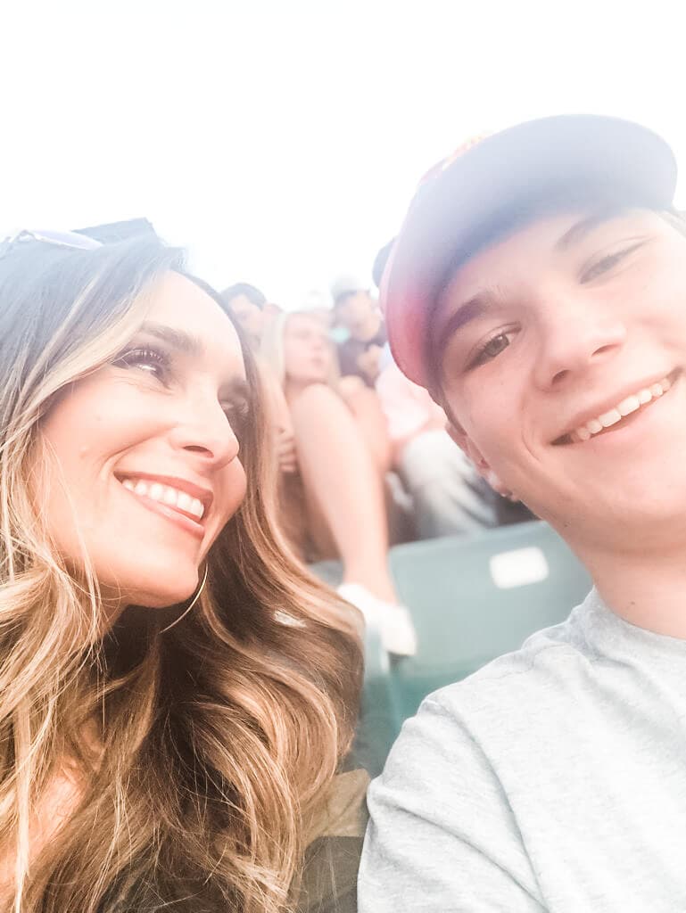 Stacy Lyn Harris at a Luke Bryan concert with her son