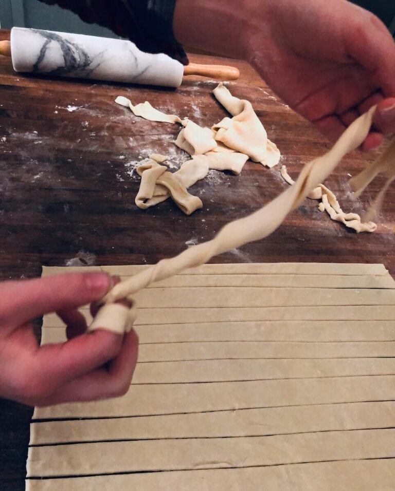 Twist the dough on each end in opposite directions.
